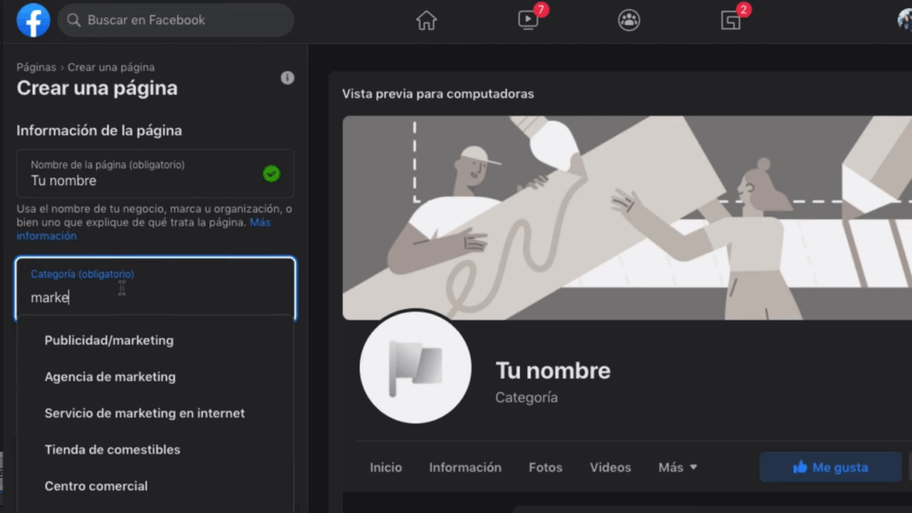 creando una pagina de facebook