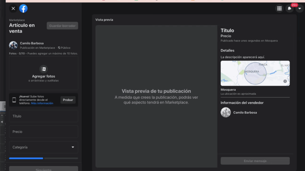 publicando articulos en facebook marketplace